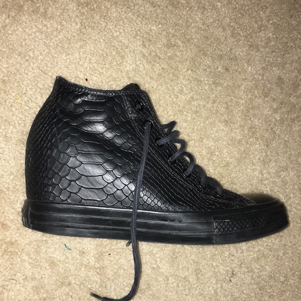 CONVERSE MATTE SNAKE EMBOSSED LEATHER WEDGE HI TOP